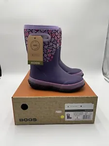 BOGS Youth Grasp Flower Purple Insulated Waterproof Winter Rain Boots Size 2 - Picture 1 of 6