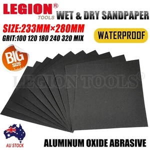 Wet Dry Sandpaper Sanding Paper Abrasive Sheet 100 to 320 Grit Waterproof Mixed - Picture 1 of 7