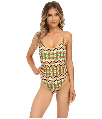 TRAJE DE BAÑO VOLCOM NATIVO DRIFT UNA PIEZA DESCARADO NEGRO MULTI X PEQUEÑO ¡NUEVO! $80 Foto 1 de 3