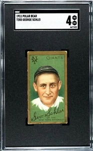 1911 T205 ADMIRAL SCHLEI (GEORGE) Polar Bear Tobacco SGC 4 NEW YORK GIANTS - Picture 1 of 2