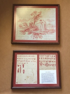 antique sampler handkerchief bandana berks county PA lancaster primitive folk - Image 1 of 4