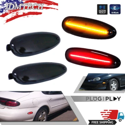 4X LED Side Marker Lights Smoked Front Rear For 96-99 Ford Taurus Mercury Sable - Image 1 of 4