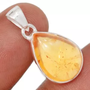 Natural Citrine Cabochon - Brazil 925 Sterling Silver Pendant Jewelry CP70220 - Picture 1 of 1