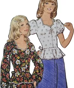 1970s Peplum Sweetheart Puff Sleeve A Line Skirt Style 4998 Sewing Pattern - Picture 1 of 3