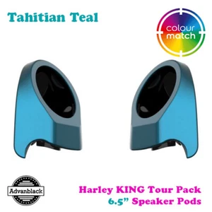 Tahitian Teal King Tour Pack 6.5" Speaker Pods for 14+ Harley Street FLHX - Foto 1 di 5