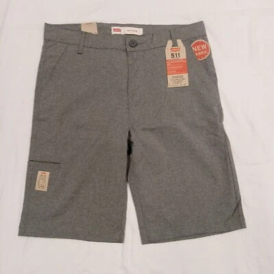 Levis 511 Grey boys Size 20Reg Slim Waist 30 Stretch Performance Shorts - Image 1 of 4