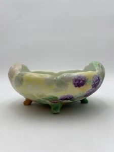 Fabulous Hand Painted MZ Austria Footed Bowl--Grape Design, Iridescent Interior - Picture 1 of 10