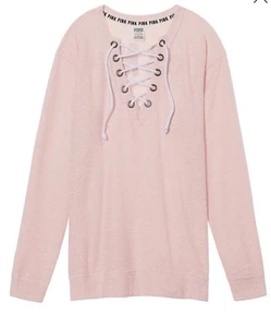 Victoria's Secret Rosa Con Cordones French Terry Campus Crew Rosa Púrpura XS NUEVO CON ETIQUETAS - Imagen 1 de 2