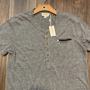 Diesel Shirt Mens Large L Gray Logo Button Henley Casual Preppy Golf Hiking New - Picture 1 of 8