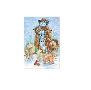 Cowboy Schneemann Box Weihnachtskarten von Leanin' Tree Neu Box 10 plus Umschläge - Bild 1 von 2