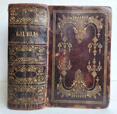 1844 ADVENTURES OF GIL BLAS antique EARLY AMERICAN BINDING HARTFORD ILLUSTRATED - Image 1 of 4