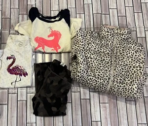 girls size 6 bundle of clothing coat tee shirts athletic black pants 5 items - Picture 1 of 17