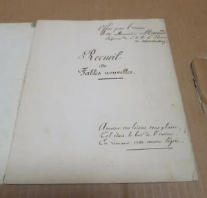 RECUEIL DE FABLES NOUVELLES manuscrit offert  professeur du Prince de WURTEMBERG - Foto 1 di 3