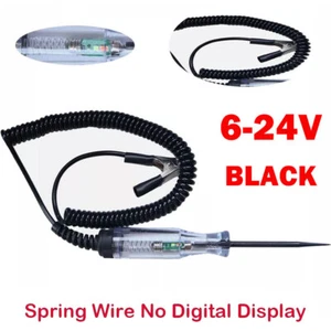 Black 12V Voltage Test Pen Probe 6-24V Car Electric Circuit Tester -Spring Wire - Picture 1 of 12