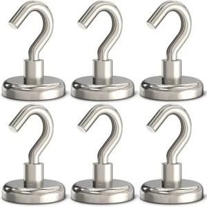 Heavy Duty Magnetic Hooks - 100 lbs Strength, 6 Pack, for Cruise & Refrigerator - Picture 1 of 6