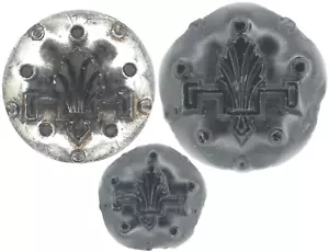 C1880s Antique Victorian Black Glass Palmette Button Silver Luster LOT .69-1.06" - Picture 1 of 7