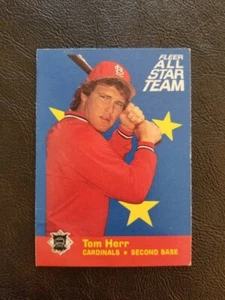 Tarjeta de béisbol Tom Herr 1986 Fleer All Star Team insertada #2 St. Louis Cardinals - Imagen 1 de 2