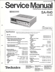 RECEPTOR DE CASETE ESTÉREO FM/AM ORIGINAL TECHNICS SA-R40 SERVICIO REPARACIÓN MANUAL - Imagen 1 de 1