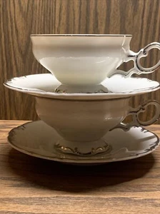 Mikasa Fine China MARLBORO 9267 Footed Tea Cup & saucer Platinum Trim(set of 2) - Picture 1 of 6