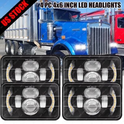 4 faros LED de haz DRL de 4x6"" aprobados por el DOT para Peterbilt Kenworth Freightliner Foto 1 de 4