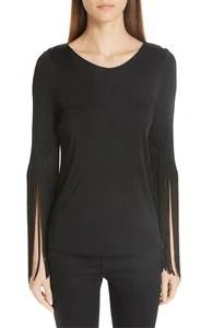 Neu mit Etikett $ 575 Galvan Vesper schwarz Fransenärmel Stretch Jersey Top 1212 FR36 US4 - Bild 1 von 10