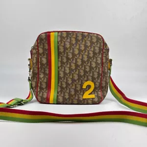 Auth Christian Dior 2004 Trotter Rasta Color Crossbody Bag PVC p80 - Picture 1 of 21