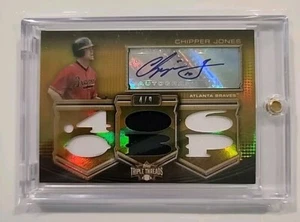 2010 Topps Triple Threads Game Used Relic 4/9 Chipper Jones Signed Braves Auto - Picture 1 of 10