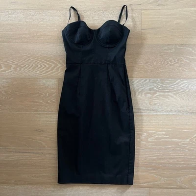 Marciano Black Structured Corset Dress sz 4 - Image 1 of 4
