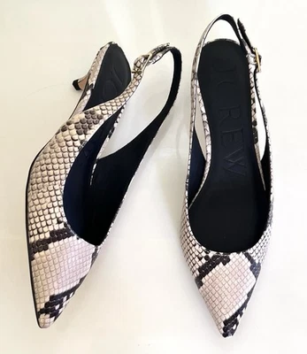NUEVO EN CAJA J Crew talla 8 serpiente cuero en relieve honda gatito tacón zapatos de salón CC040 Foto 1 de 4
