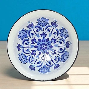 Cuenco esmaltado vintage medallón floral años 50 - Imagen 1 de 4