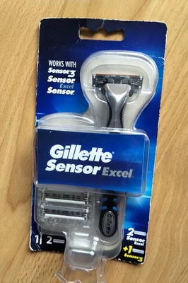 Pack Rasoir GILLETTE SENSOR EXCEL + 3 Recharges de lames Lot Rasage VINTAGE 2005 - Imagen 1 de 3