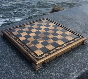 Vintage Chess Board Only Large Handcrafted Solid Walnut Wood 14" & Gift Idea π - Picture 1 of 8
