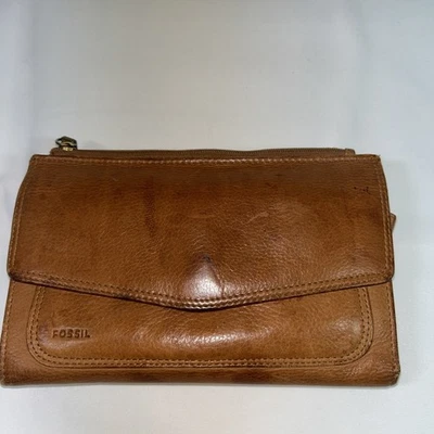 Cartera sin asas vintage Fossil de cuero genuino para mujer marrón nueva con imperfecciones Foto 1 de 4