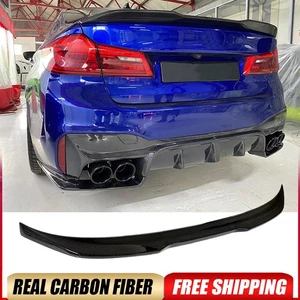 FOR BMW G30 530i 540i F90 M5 17-23 DRY CARBON FIBER REAR TRUNK SPOILER WING LIP - Picture 1 of 15