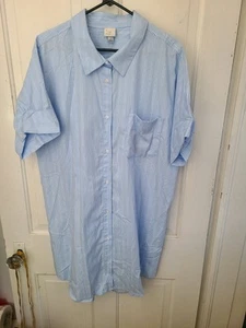 A New Day Woman's Blue Stripe Short Sleeve Button Front Shirt Dress Size: large - Picture 1 of 8
