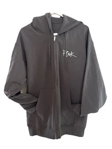 P!NK Grande Cremallera Polar Sudadera con Capucha Hermosa Trauma Oficial Gris Oscuro Bolsillos Nueva - Imagen 1 de 19