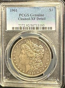 1901-P $1 Morgan Silver Dollar PCGS XF Detail Cleaned Free Shipping - Picture 1 of 2