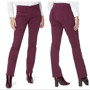 NYDJ Women's Jeans Marilyn Straight Leg Size 2 Deep Merlot Wine NWT Pants - Picture 1 of 5