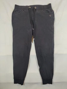VTG True Religion Pants Mens Large Sweats Jogger Drawstring Pockets Logo Black - Picture 1 of 11