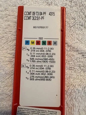 Insertos de carburo Sandvik CCMT 09 T3 04-PF 4315 Foto 1 de 3