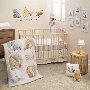 Disney Baby Pooh Bear & Pals Cotton 3Piece Nursery Crib Bedding Set - Picture 1 of 9