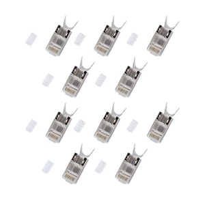 10Pack 1.45mm Network Connectors RJ45 Cat7 Gold Plated FTP Modular Plug D - Afbeelding 1 van 7