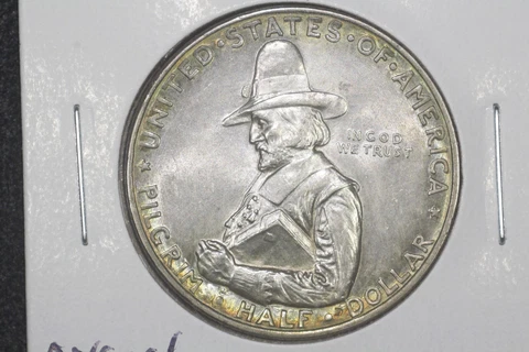 1920 Pligrim Commemorative Half, Original Near Gem BU+ Cover