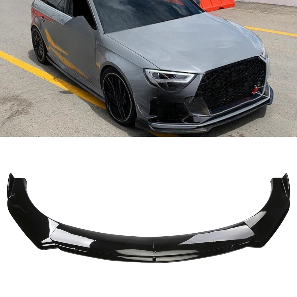 Glossy Black Front Bumper Lip Spoiler Splitter Body Kit For Audi A3 Quattro/RS3 - Image 1 of 4