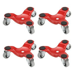 Furniture Mover Dolly, 4pcs Triangle 3 Wheels Movers Dolly for Moving, Red - Picture 1 of 6