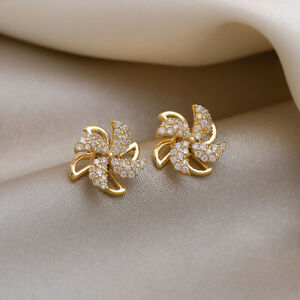 Elegant Cubic Zirconia Jewelry  Silver Gold Stud Earrings Women Wedding Gifts