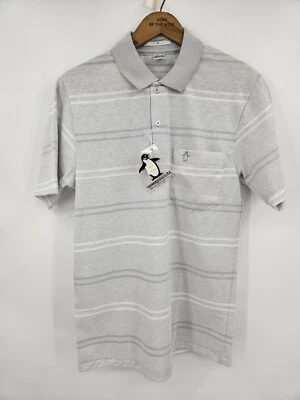 Camisa Polo de Golf De Colección Deadstock Munsingwear Para Hombres S Gris Rosa Rayas EE. UU. Nueva Foto 1 de 4