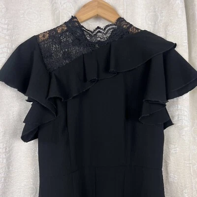 Комбинезон Ted Baker London кружевной с вырезом и оборками смешанный принт черный викторианский готический - Изображение 1 из 4