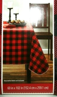 PEVA Vinyl Tablecloth Buffalo Check Non-Woven Backing 60" x 102" Rectangle - Image 1 of 4