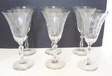 Six Elegant Glass Era Etched Water Goblets Tiffin Fostoria Cambridge